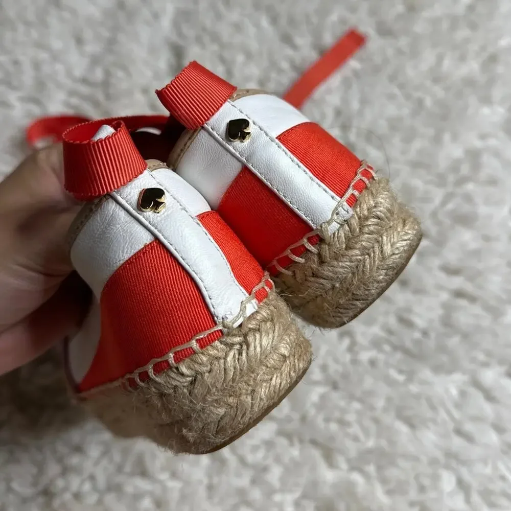 Kate Spade Leena Rainbow-Striped Leather Espadrilles Orange Summer Coastal